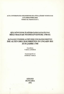 Régi magyar nyomtatványok 1700-ig / : katalógus /