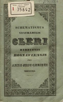 Schematismus Venerabilis Cleri Dioecesis Rosnaviensis Pro An.