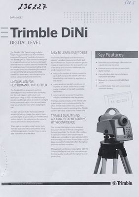 The Trimble DiNi Digital Level. 2001-2017