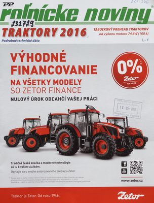 Traktory 2016 : roľnícke noviny.
