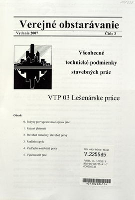 Všeobecné technické podmienky stavebných prác. VTP 03, Lešenárske práce.