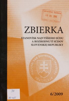 Zbierka stanovísk Najvyššieho súdu a rozhodnutí súdov Slovenskej republiky.