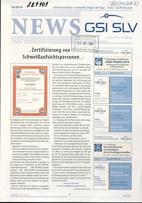 Zertifizierung von Schweissaufsichtspersonen. 02/2010