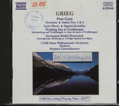 Peer Gynt, suita, č. 1, op. 46 ; Peer Gynt, suita, č. 2, op. 55 ; Wedding day at troldhaugen, op. 65 no. 6 ; Lyric Pieces, op. 68 ; 3 Orchestral Pieces from Sigurd Jorsalfar, Op. 56 /