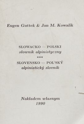 Słowacko-polski słownik alpinistyczny /