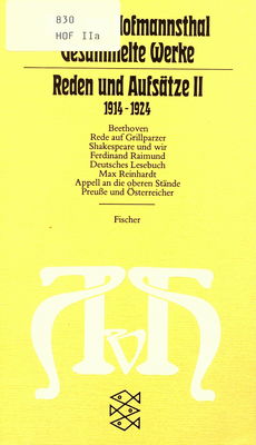 Gesammelte Werke in 10 Bänden : Reden und Aufsätze 2 : 1914-1924 /