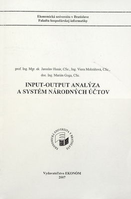 Input-output analýza a sytém národných účtov /
