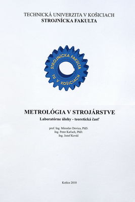 Metrológia v strojárstve : laboratórne úlohy - teoretická časť /
