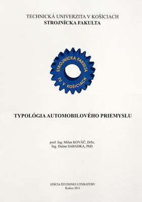 Typológia automobilového priemyslu : učebný text /