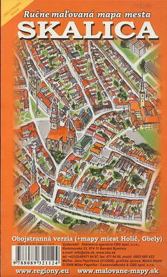 Holíč ; Gbely ručne maľovaná mapa mesta : obojstranná verzia (+ mapa mesta Skalica) /