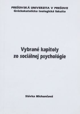 Vybrané kapitoly zo sociálnej psychológie /