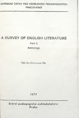 A survey of English literature. Part II, Anthology /