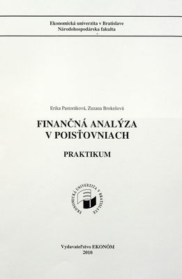 Finančná analýza v poisťovniach : praktikum /