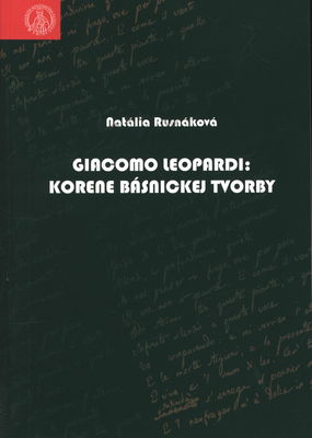 Giacomo Leopardi: korene básnickej tvorby /