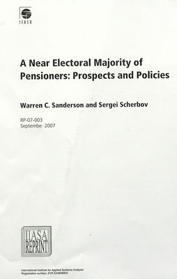 A near electoral majority of pensioners: prospects and policies /