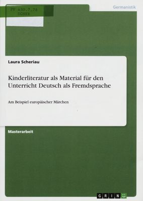 Kinderliteratur als Material für den Unterricht Deutsch als Fremdsprache : am Beispiel europäischer Märchen /