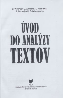 Úvod do analýzy textov /